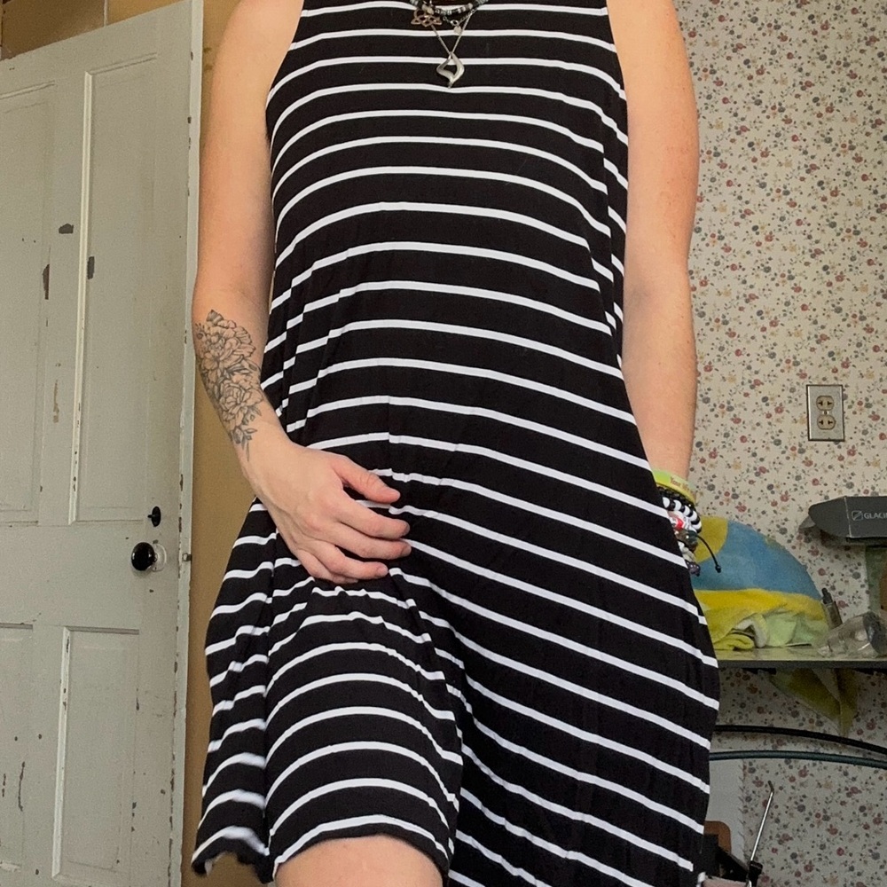 Black and White Striped Dress
